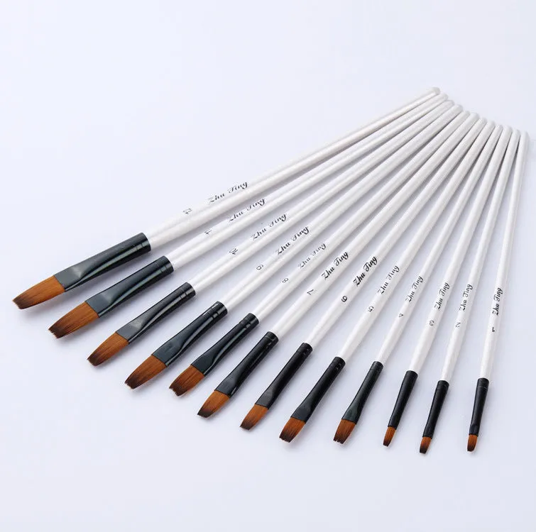 12 Nylon Wool White Rod Brushes Paint Brushes Pen