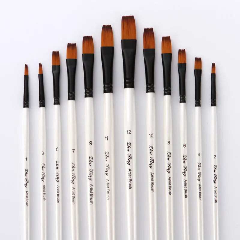 12 Nylon Wool White Rod Brushes Paint Brushes Pen