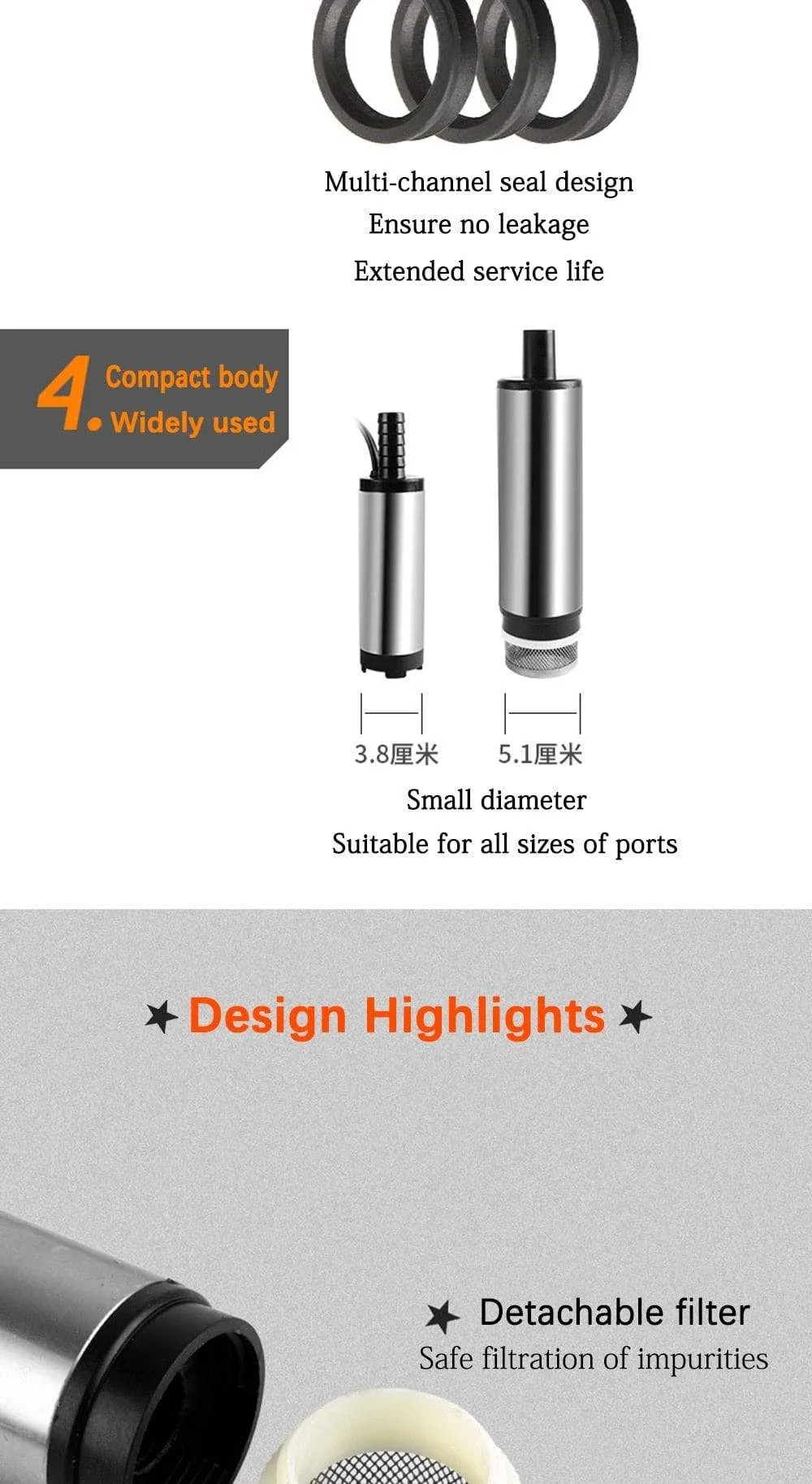 12l/min 38/51MM Dc Electric Submersible Pump For Pumping Diesel Oil Water , Fuel Transfer Pump ,oil Suction Pump , 12 24 V Volt