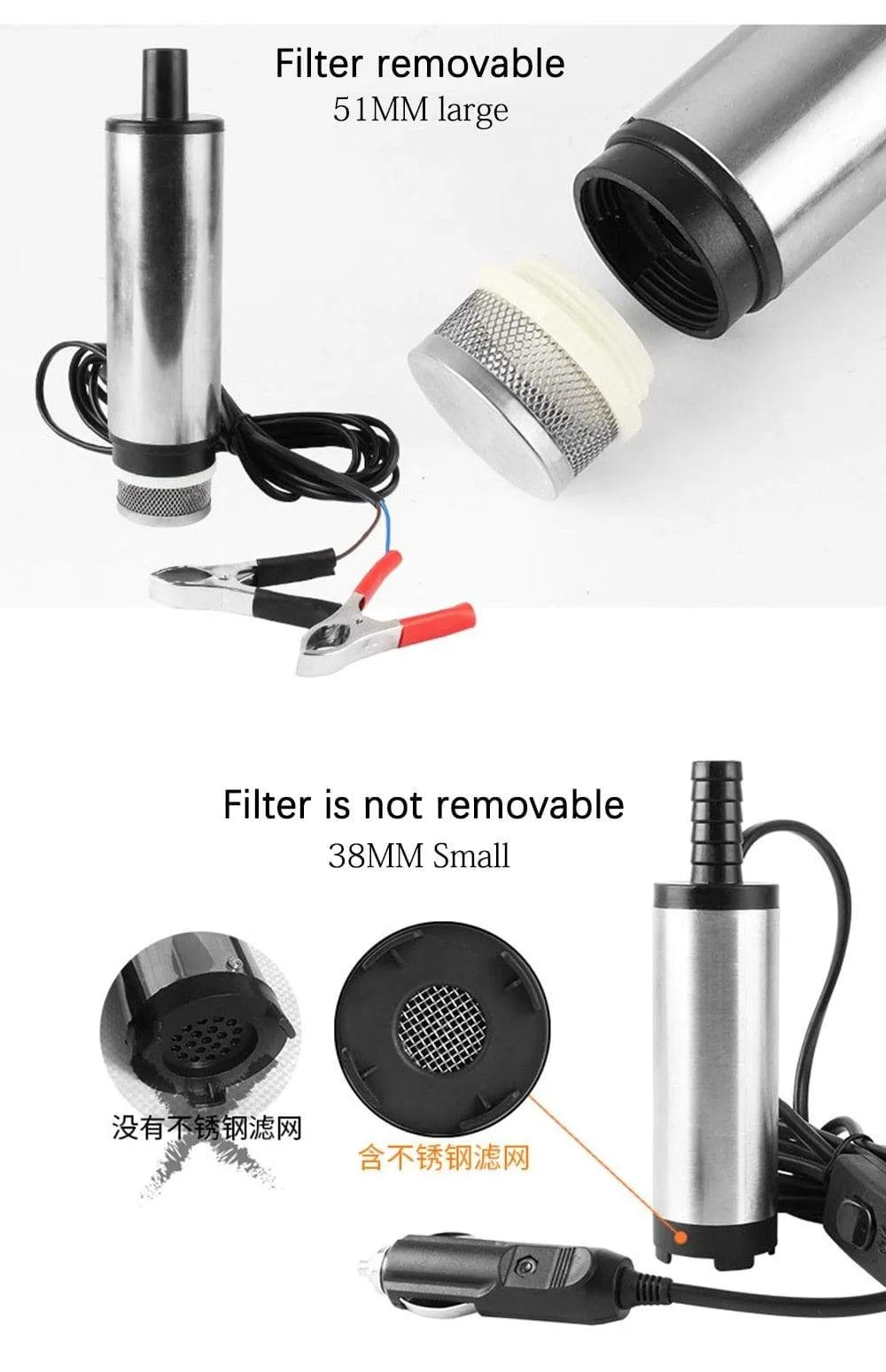 12l/min 38/51MM Dc Electric Submersible Pump For Pumping Diesel Oil Water , Fuel Transfer Pump ,oil Suction Pump , 12 24 V Volt