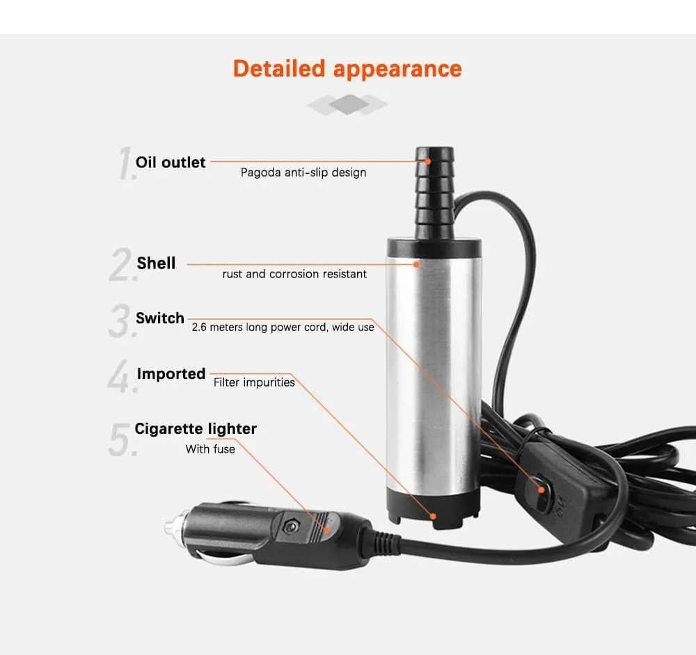 12l/min 38/51MM Dc Electric Submersible Pump For Pumping Diesel Oil Water , Fuel Transfer Pump ,oil Suction Pump , 12 24 V Volt