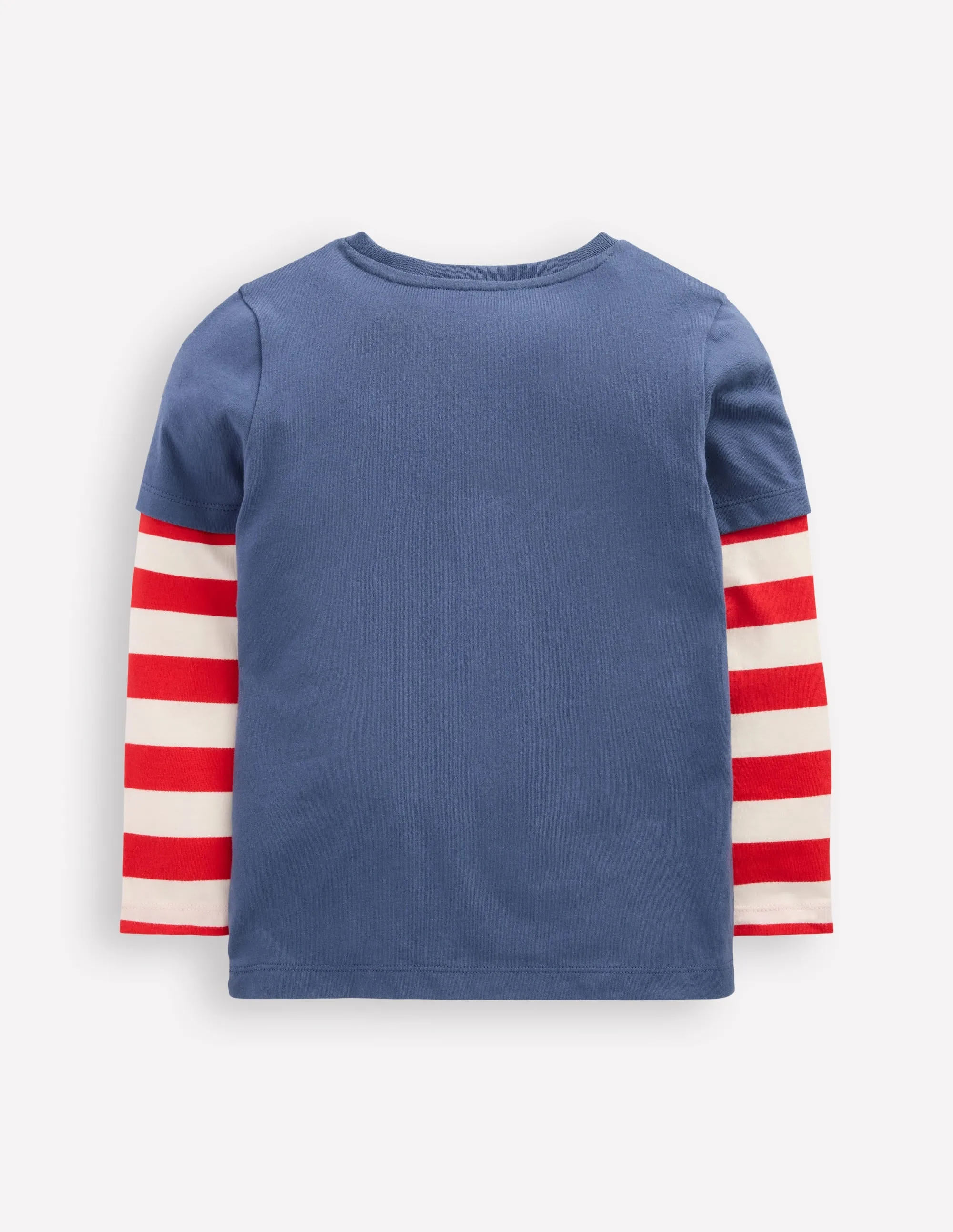 Applique Mock Sleeve T-Shirt-Robot Blue Space