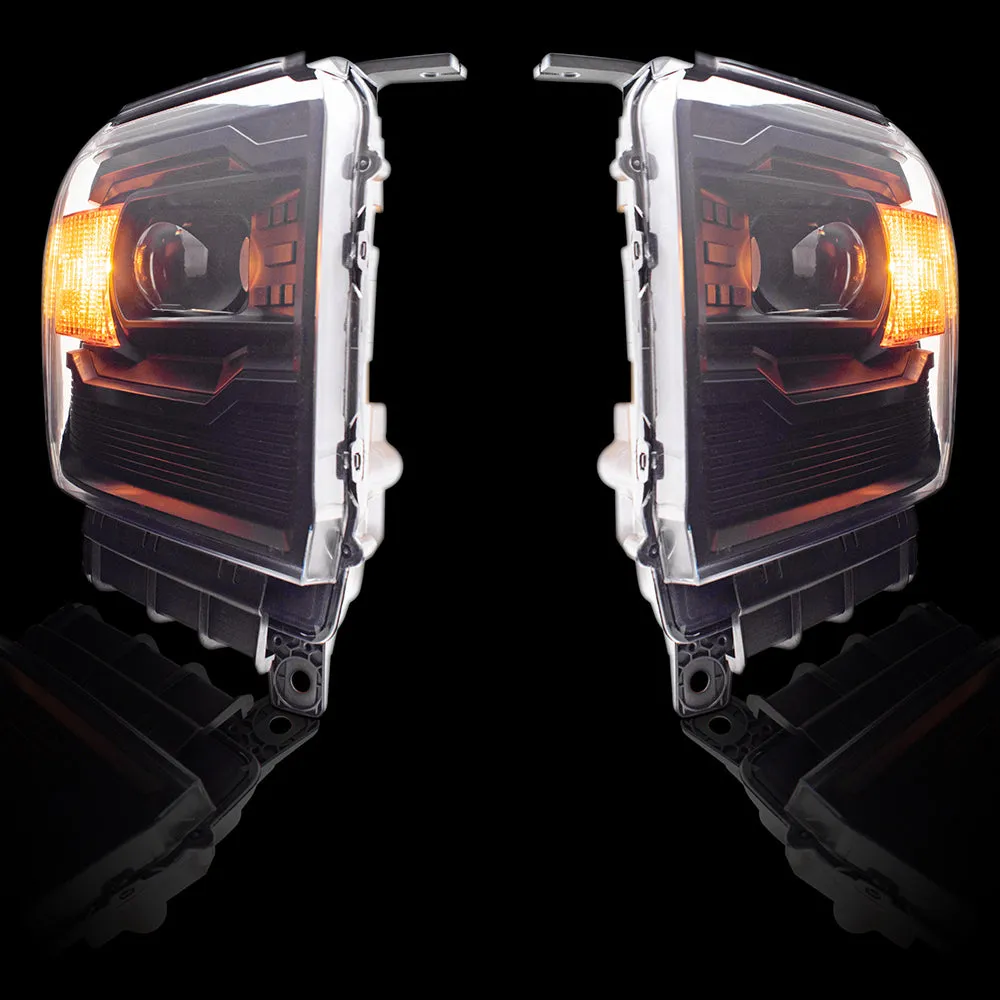 Brock Aftermarket Replacement Driver Left Passenger Right Halogen Combination Headlight Performance Set Projector Type with Black Bezel Compatible With 2014-2019 GMC Sierra