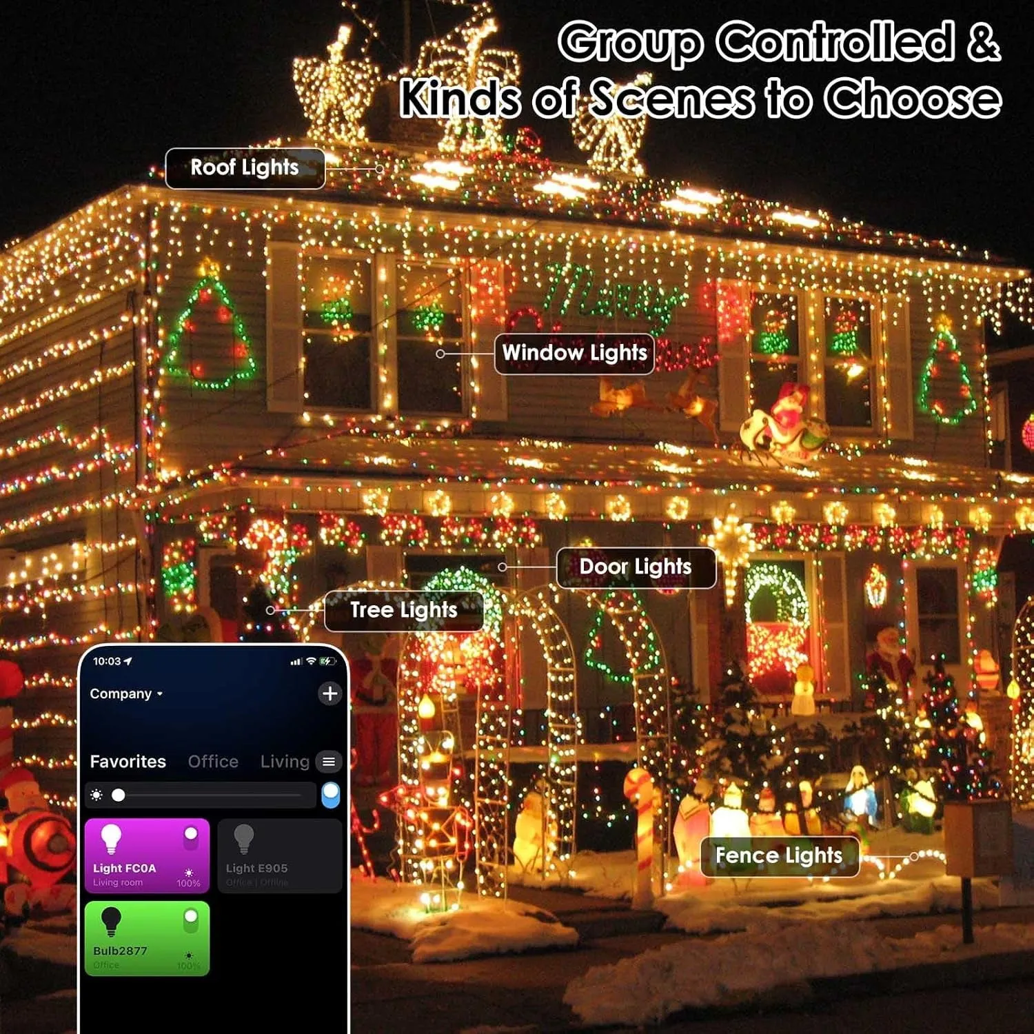 Color Changing Smart Halloween Lights 66Ft 200 LED RGB with Remote & App Control & Timer, Music Sync Dimmable Multiple Modes Indoor Outdoor Christmas String Light for Tree Horror Party Decorations