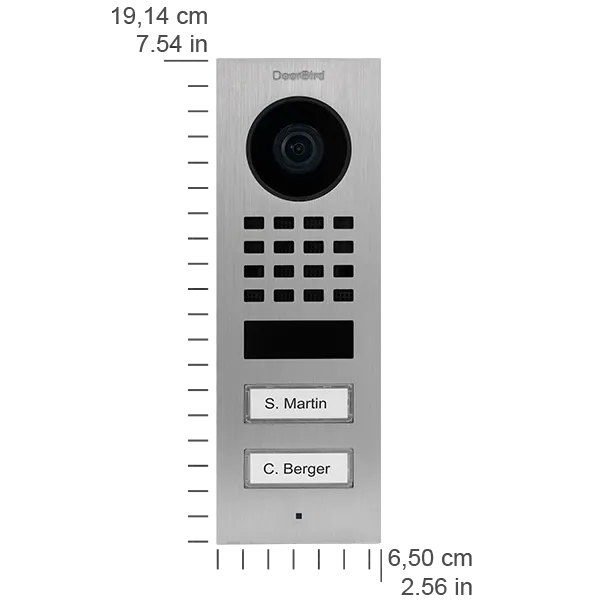 DoorBird IP Intercom Video Door Station D1102V, Surface Mount, 2 Button, Stainless Steel Metallic Finish