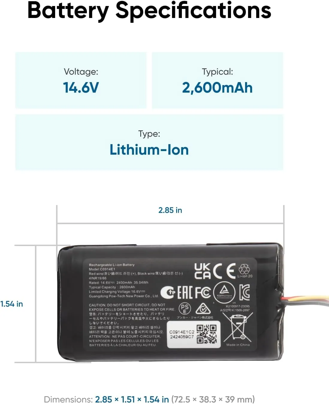 eufy RoboVac Replacement Battery Pack, Compatible with G40 series,G30 series,RoboVac 11, 11S, 11S Plus, 11S MAX, 12, 15C MAX, 15C,G10 Hybrid, G20, G35, G35  Accessory