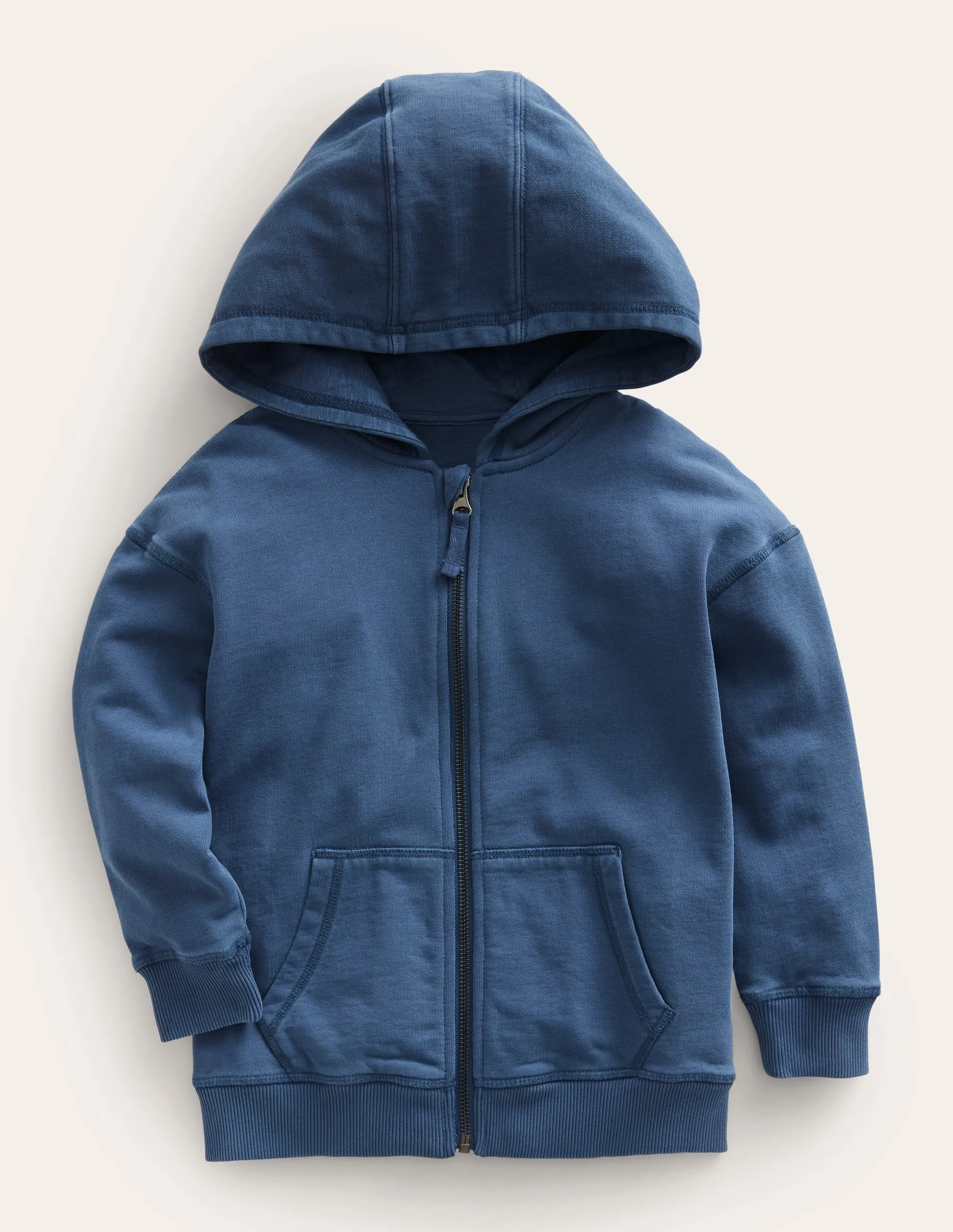 Garment Dye Zip-Though Hoodie-Robot Blue