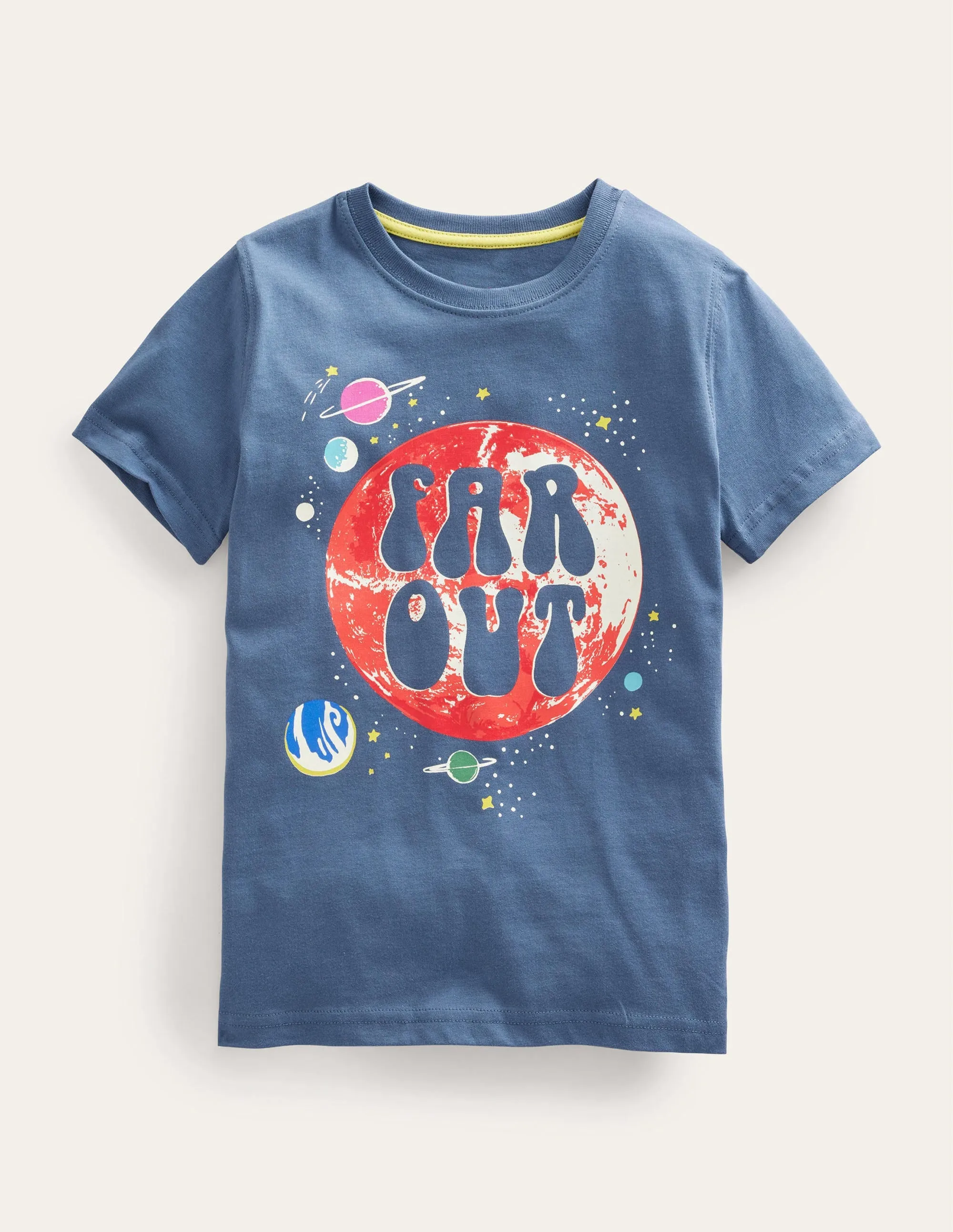 Glow Slogan T-shirt-Robot Blue Space