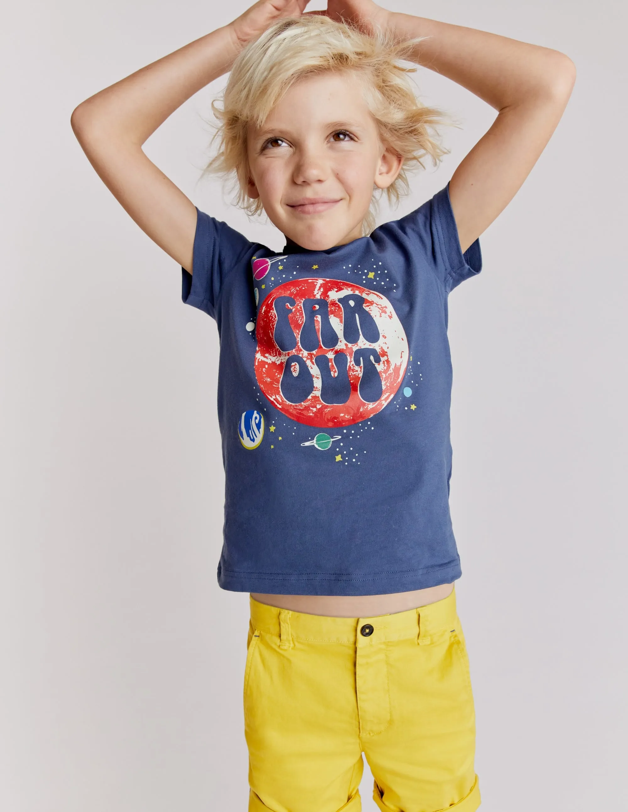 Glow Slogan T-shirt-Robot Blue Space