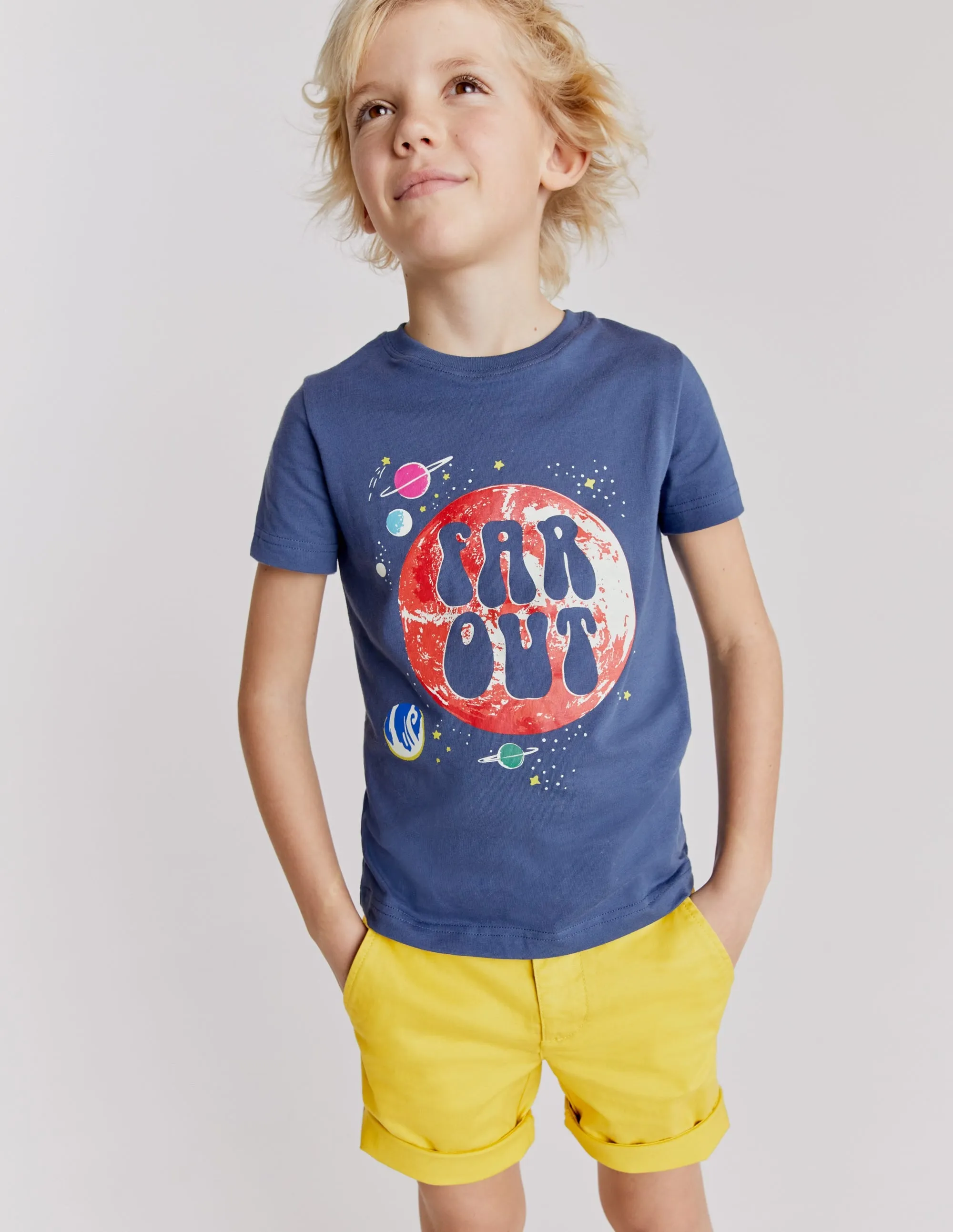 Glow Slogan T-shirt-Robot Blue Space