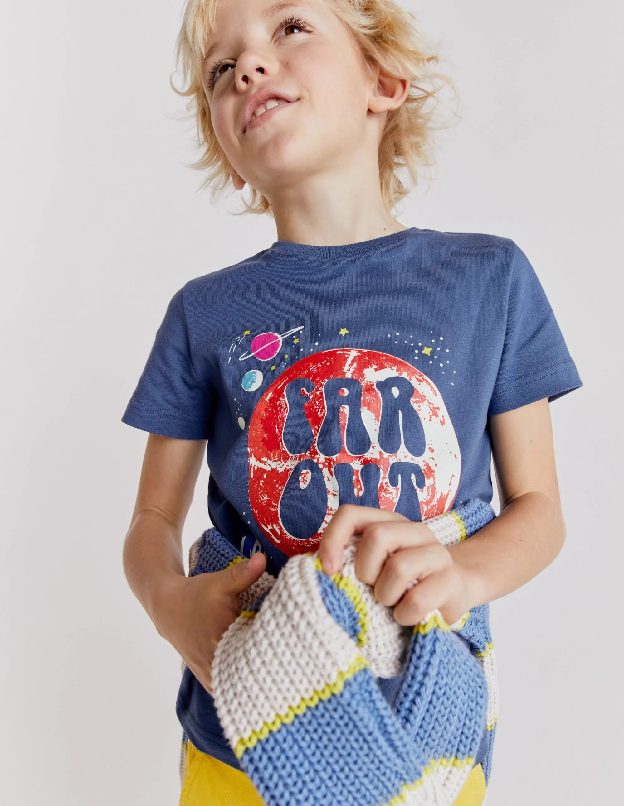 Glow Slogan T-shirt-Robot Blue Space