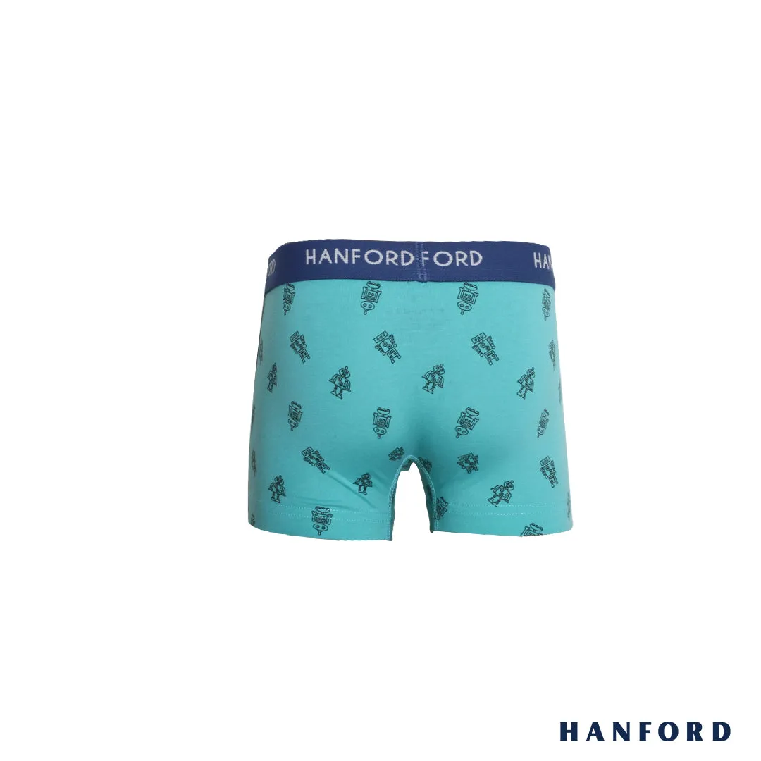 Hanford Kids/Teens Cotton w/ Spandex Boxer Briefs Toys - Robot Print/Cockatoo (Single Pack)