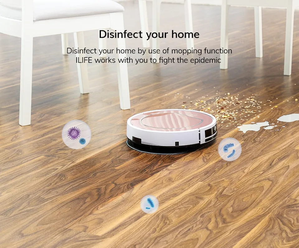 ILIFE V7s Plus Robot Vacuum Cleaner Sweep and Wet Mopping Disinfection For Hard Floors&Carpet Run 120mins Automatically Charge