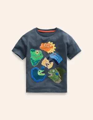 Joyful Animal T-shirt-Robot Blue Iguanas