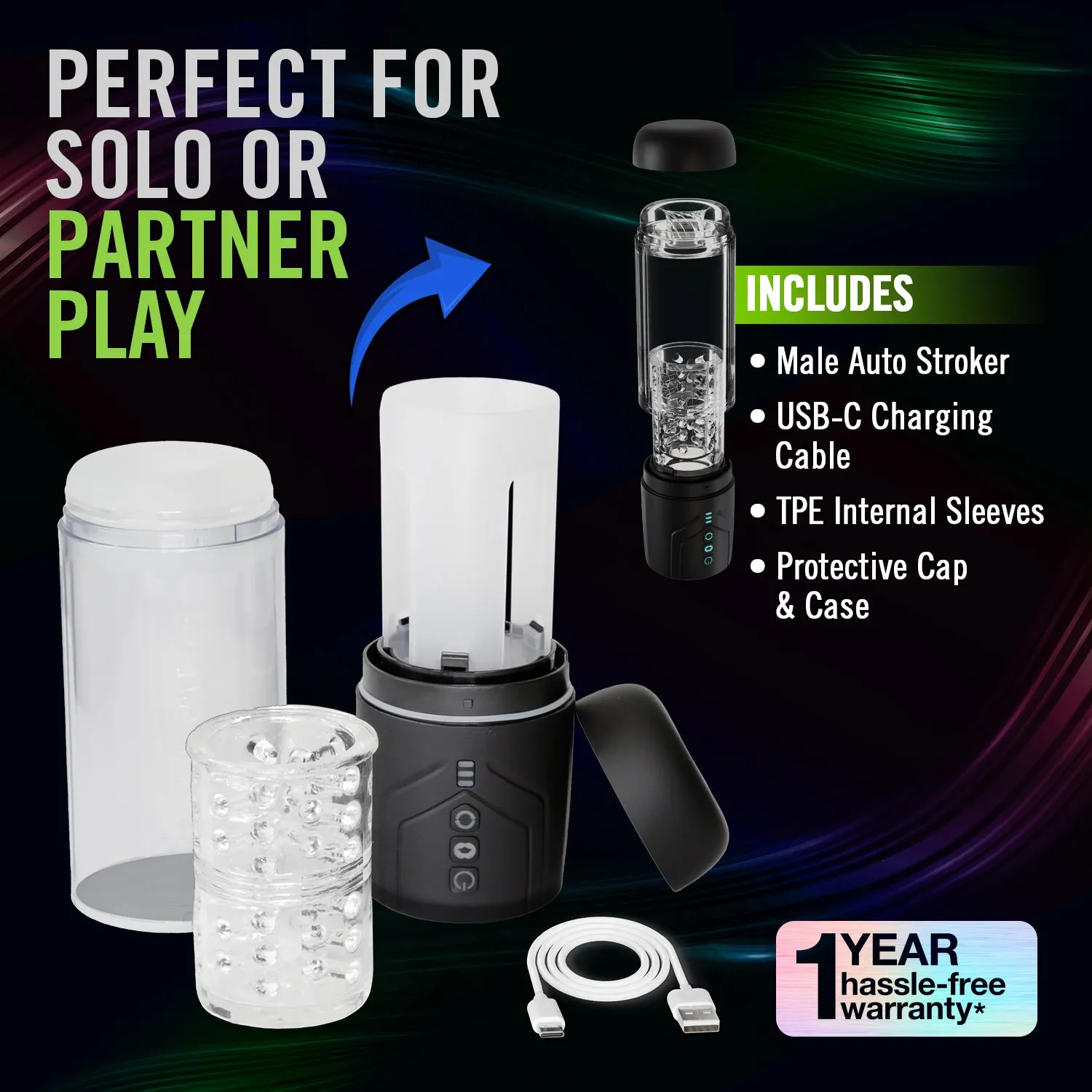 M For Men By Blush® | Whirlwind Pro – Rotating & Sucking Automatic Male Masturbator With Auto Suction Technology – Black