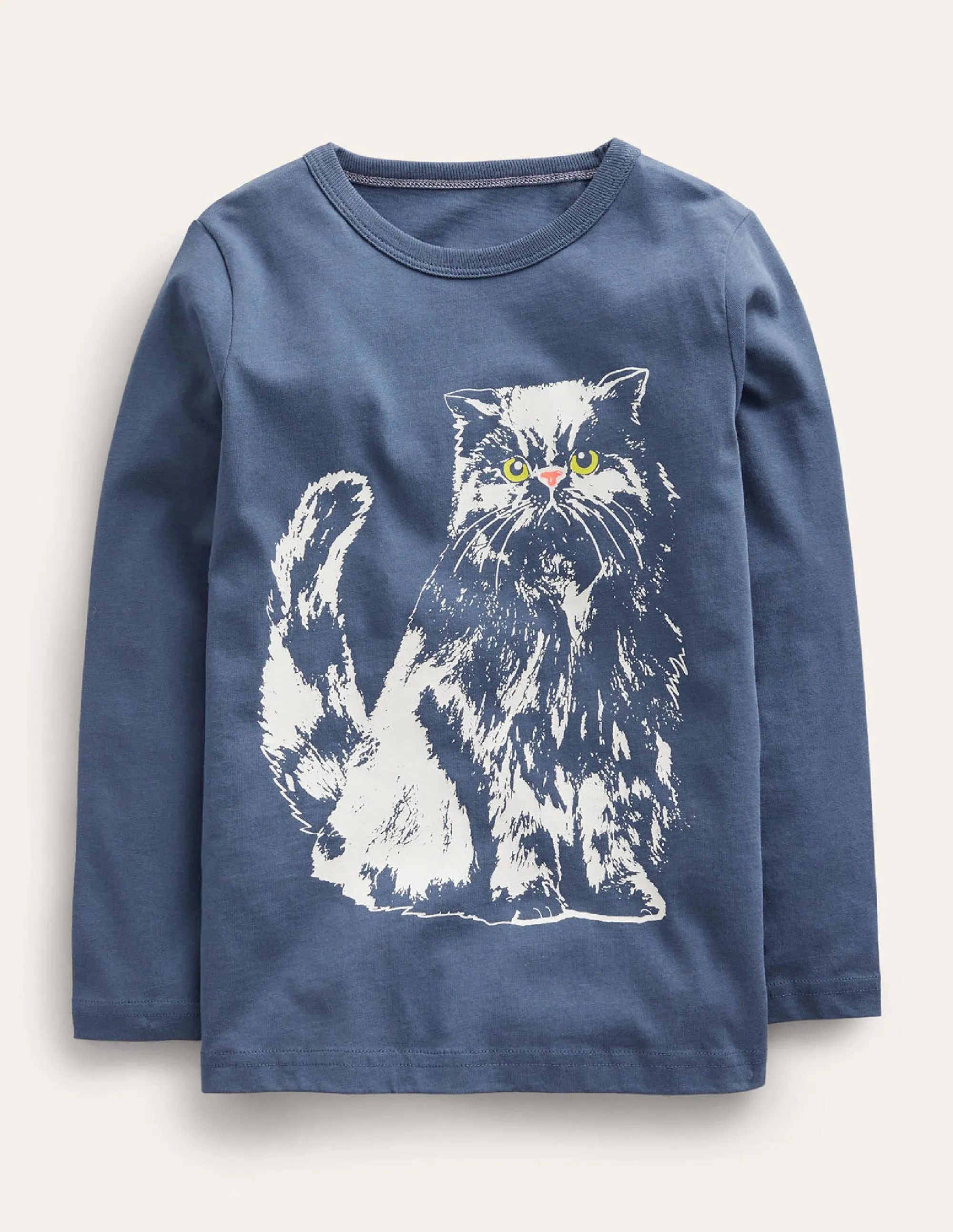 Printed GITD Relaxed T-shirt-Robot Blue