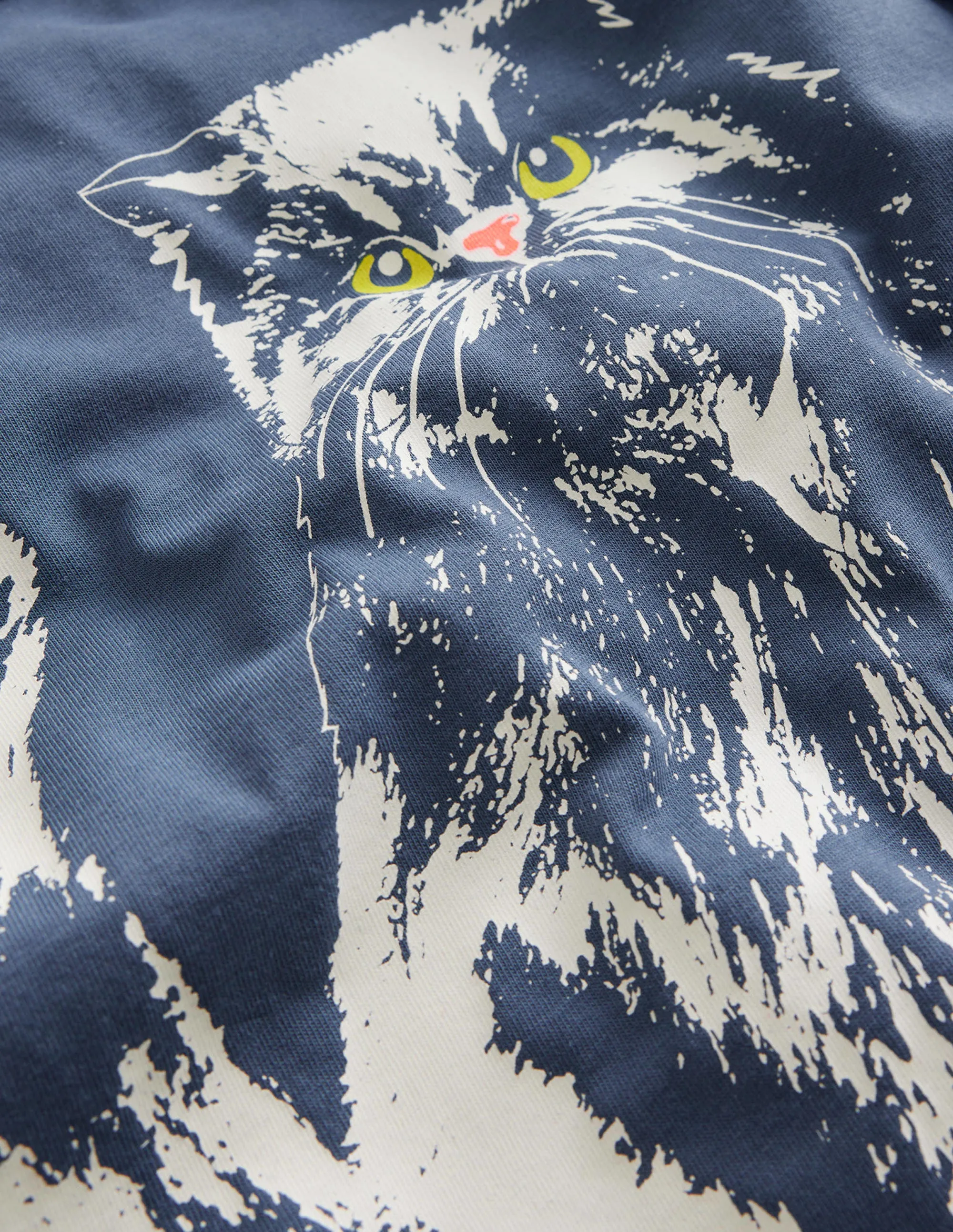 Printed GITD Relaxed T-shirt-Robot Blue