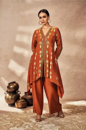 Rust Traveler'S Palm Tunic Set